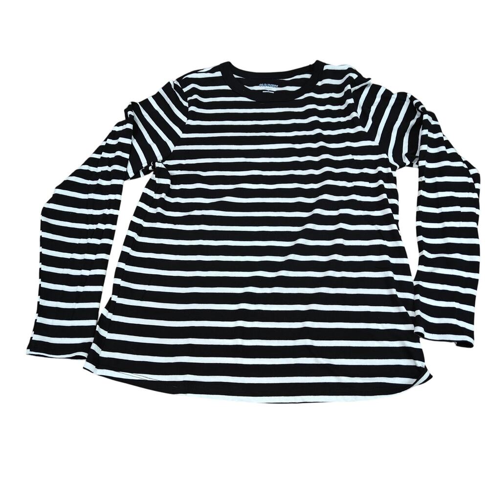 Old Navy EveryWear Long-Sleeve T-Shirt Black White Womens Size XS